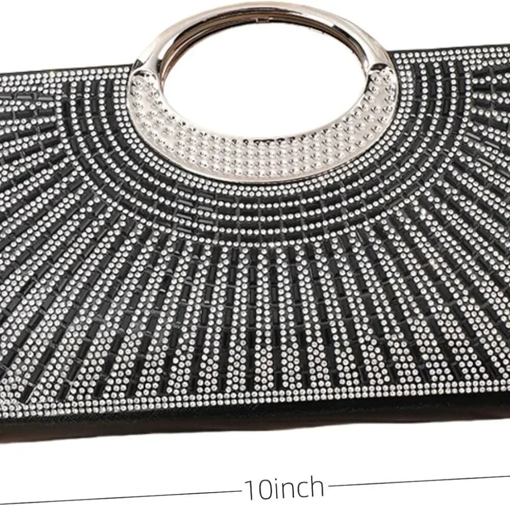 Women's Glitter Evening Handbag Clutch Small Square Shoulder Bag with Chain